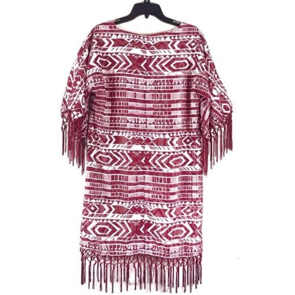 Sam Edelman Prairie Dreamer Aztec Straight Fringe Hem Lined Dress Size Medium - Picture 2 of 12